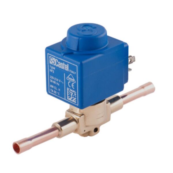Magneettiventtiili CASTEL 1028N/2A6 R290 juotettava 1/4″ kela 230Vac