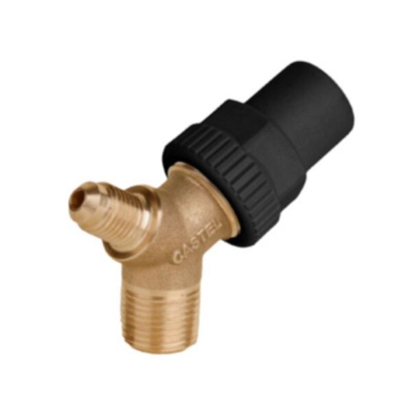 Sulkuventtiili CASTEL 6140/22 Varaajalle  [1/4″ NPT - 1/4″ SAE 4″ 5⁰]