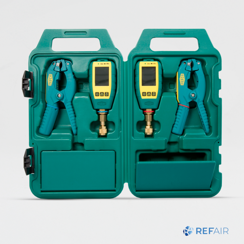 Paine- ja lämpötilamittari REFCO TAP-DOUBLE-SET (2 x 1/4″ adapteri naaras, USB-kaapeli, kotelo)