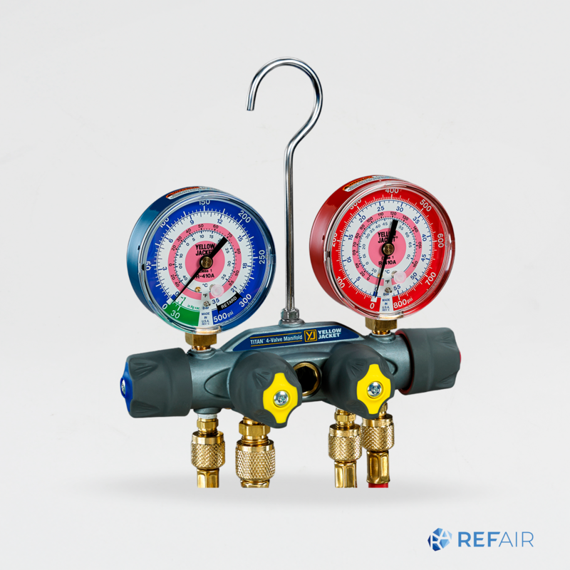 Painemittarisarja YELLOW JACKET nelitie R448A/449A/452A bar/psi [49901]